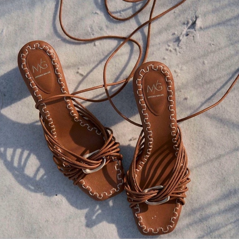 ANTONIO MELANI Tan Strappy Sandals MG Style Margery size 9 1/2